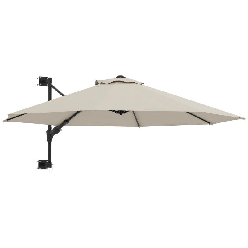 Beige 3m Wall-Mounted Parasol Shade with Handle