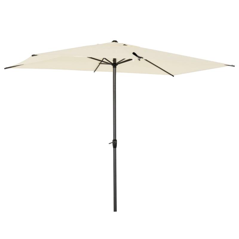 Beige Rectangular Garden Parasol with Aluminium Pole & Crank