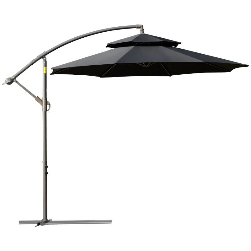 Black Double Tier Cantilever Banana Parasol Umbrella - 2.7m