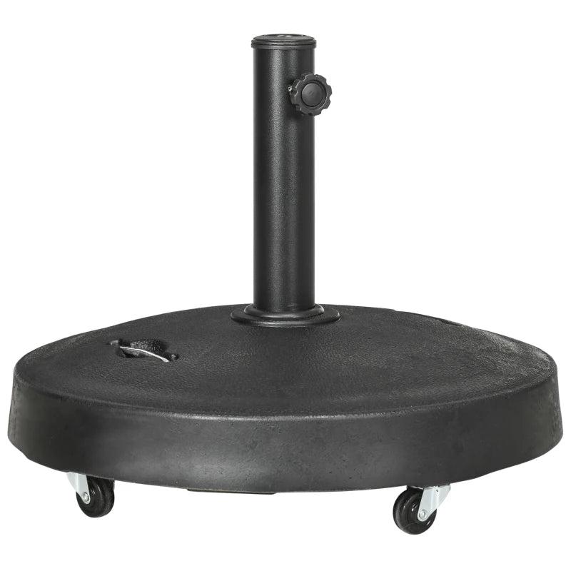 Black Resin Garden Parasol Base with Wheels and Handles, 23.5kg