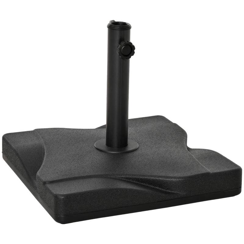 Black Square Cement Parasol Base - 20kg, Fits 32mm, 38mm, 48mm Pole