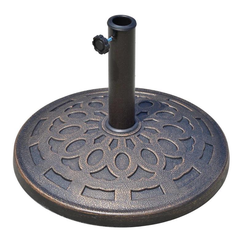 Bronze Round Garden Parasol Base Holder with Adjustable Coupler