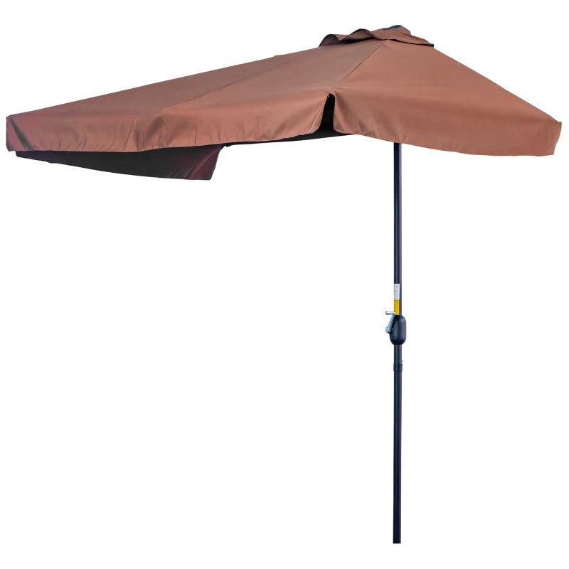 Brown 2.3m Half-Square Balcony Wall Parasol