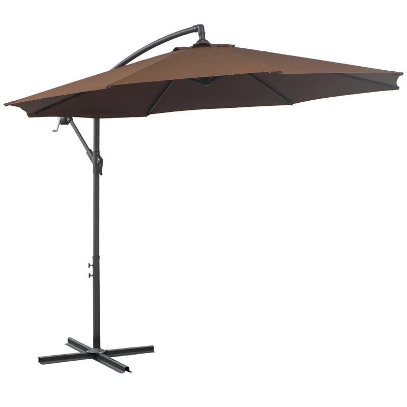 Brown 2.45m Overhanging Cantilever Parasol with Cross Base
