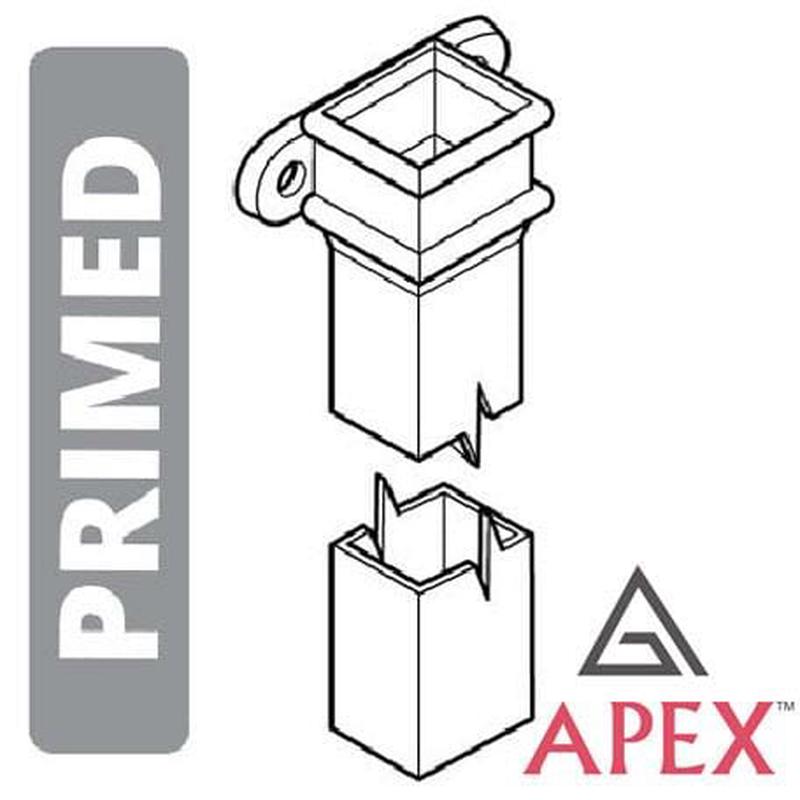 1.83m (6ft) Cast Iron 100 x 75mm (4"x3") Square Downpipe with Ears - Primed