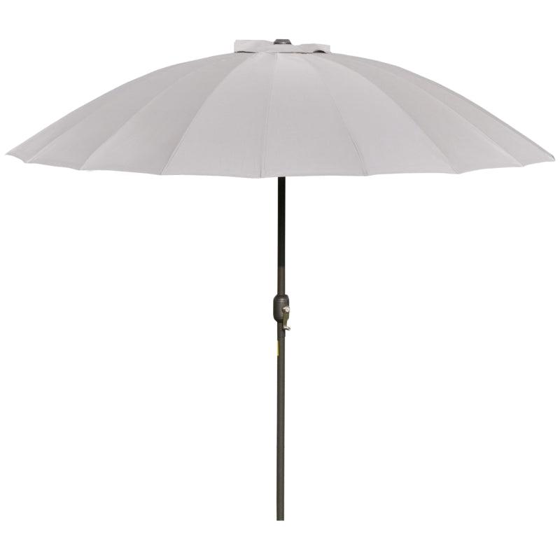 2.5m Tilting Parasol with Pleated Canopy - Light Grey