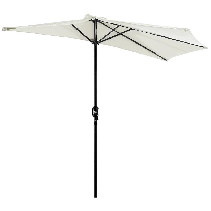 2.7m Cream White Half Garden Parasol with Steel Ribs
