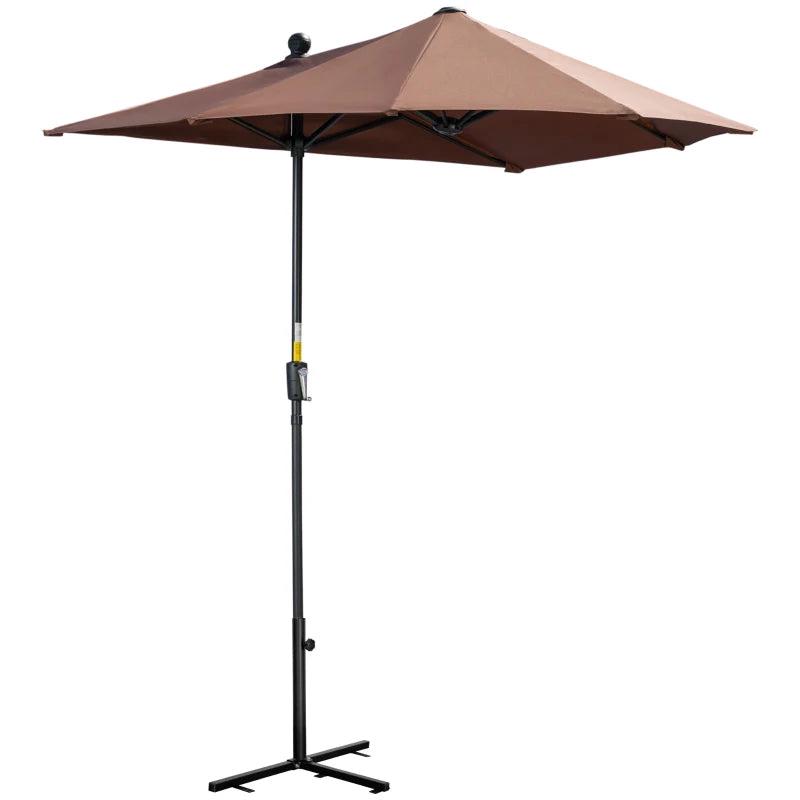 2m Coffee Half Parasol with Crank Handle and Base