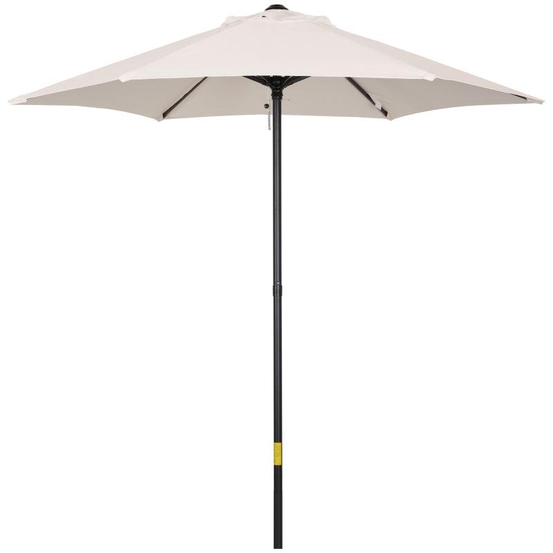 2m Cream White Outdoor Garden Parasol Umbrella with 6 Ribs