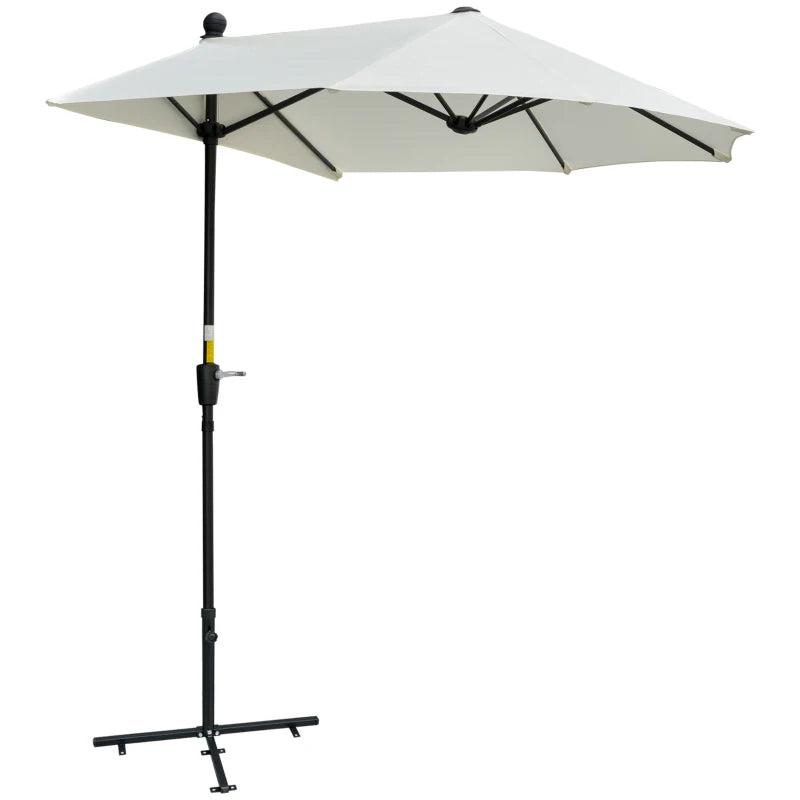 2m Half Market Umbrella with Crank Handle, Cream White