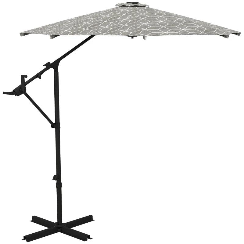 360 Rotation Black & White Cantilever Garden Parasol