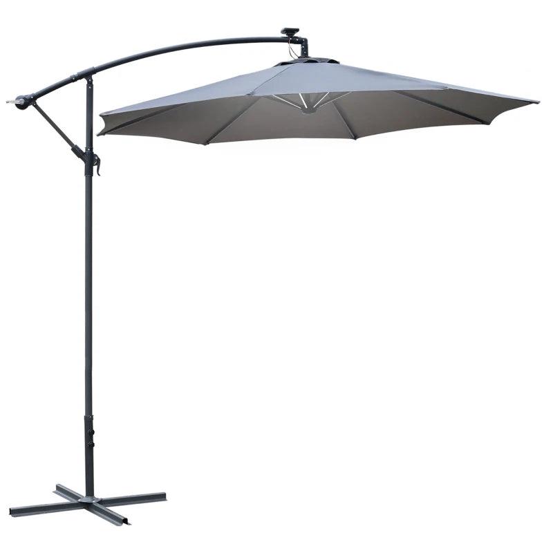 3m LED Cantilever Patio Umbrella - Grey