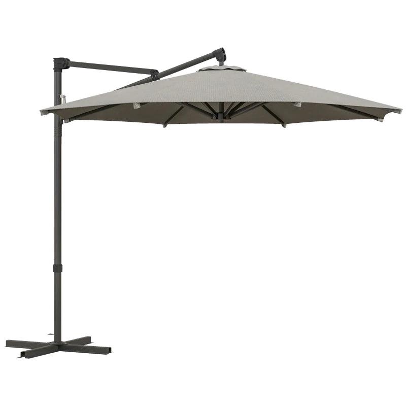 3m Overhanging Parasol with 360 Rotating Movement - Light Grey