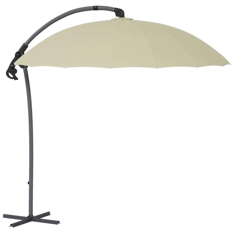 Beige 2.7m Cantilever Parasol with Cross Base