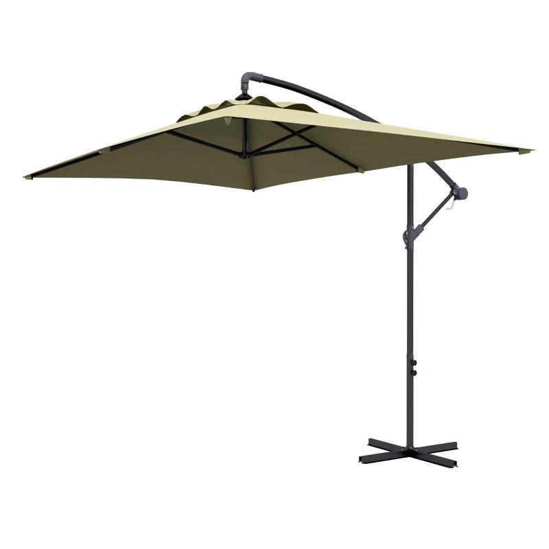 Beige 3m Square Cantilever Parasol with Cross Base