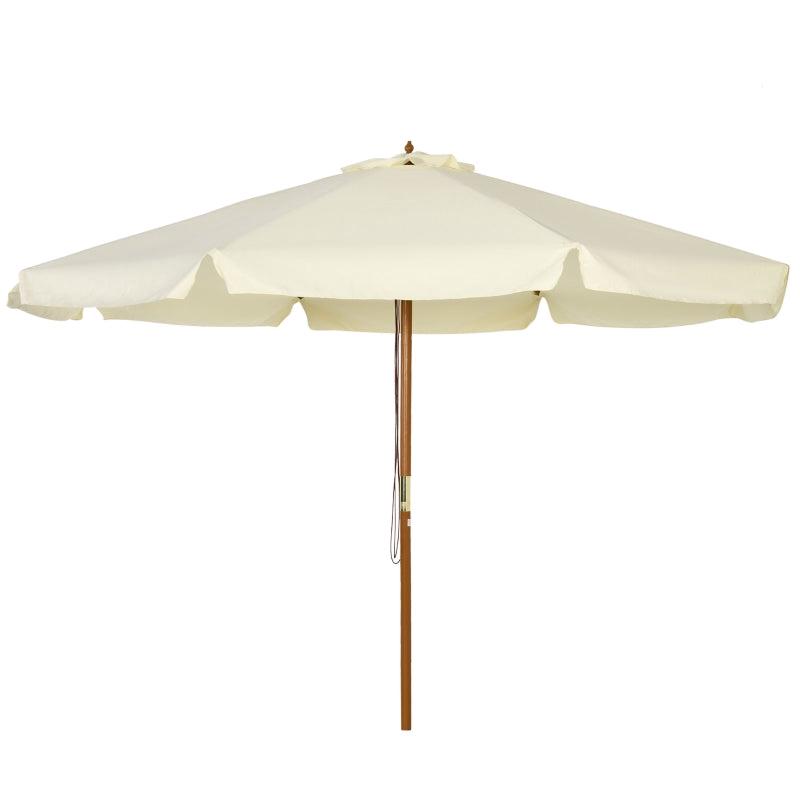 Beige Garden Patio Umbrella with Bamboo Ribs and Ruffles