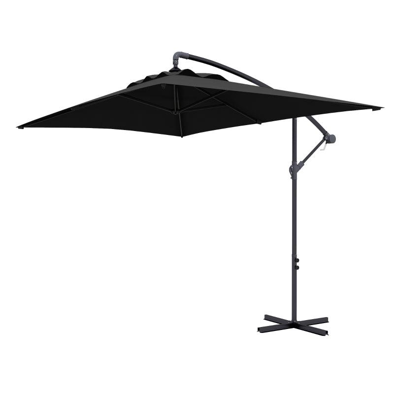 Black 3m Overhanging Cantilever Parasol with Cross Base