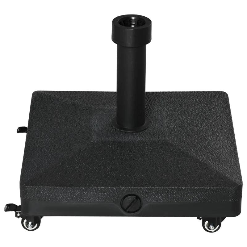 Black Heavy Duty 20kg Garden Parasol Base with Wheels for Outdoor Umbrella