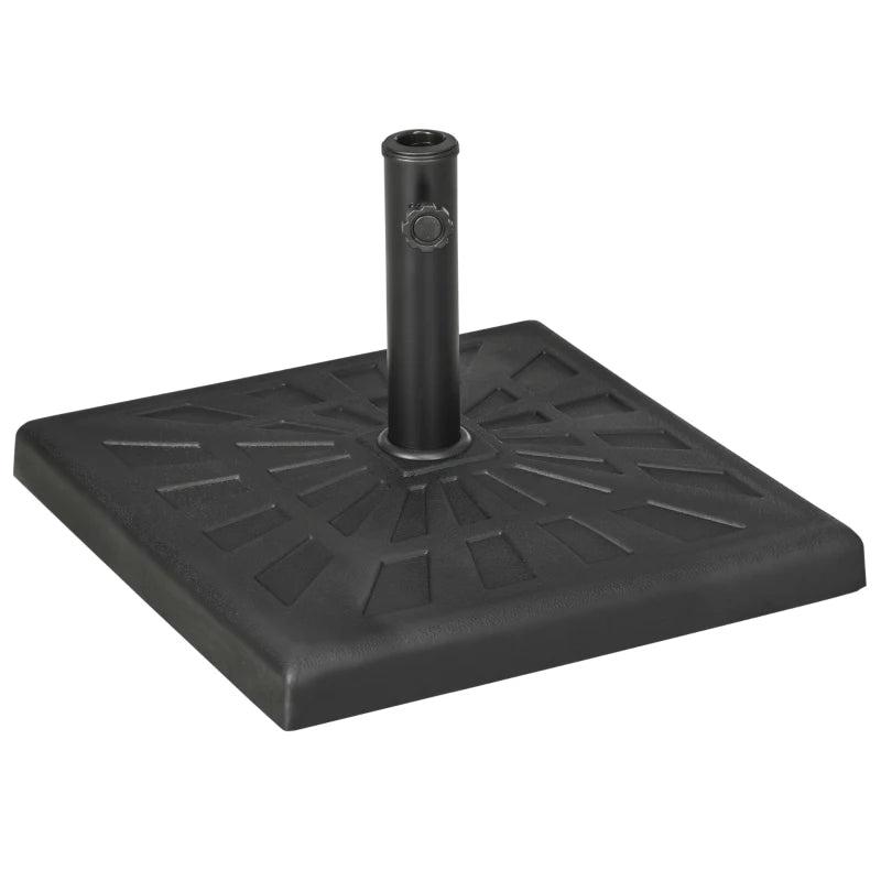 Black Square Resin Garden Parasol Base Holder - 19kg Weight