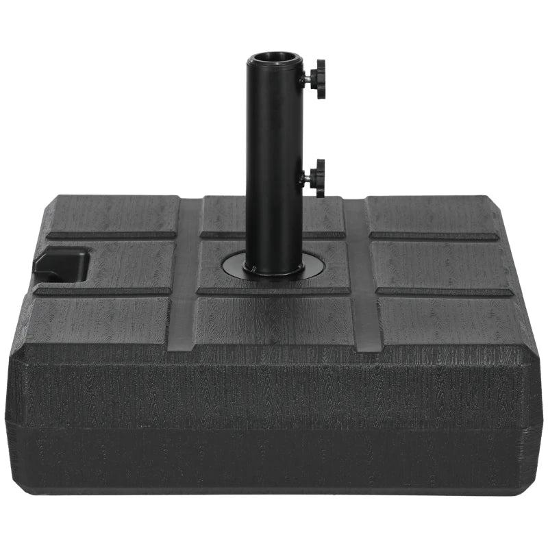 Black Square Umbrella Base with Wood Effect - 40kg Plastic Stand for Outdoor Patio Umbrella