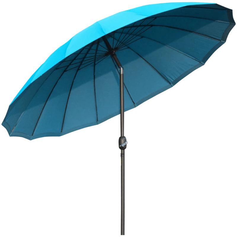 Blue 2.5m Crank & Tilt Garden Parasol Umbrella - Adjustable Outdoor Sun Shade