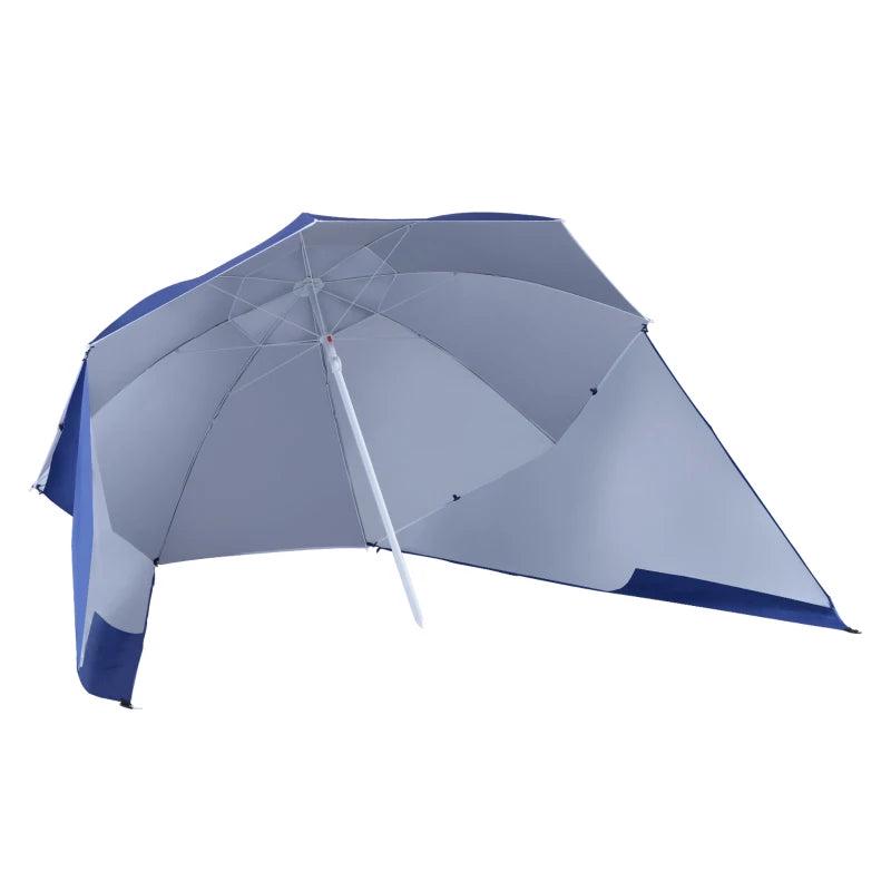Blue 2m UV Protection Beach Umbrella with Side Panel