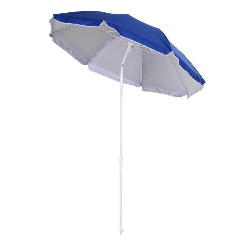 Blue Portable Beach Umbrella with Tilting Function and Carry Bag
