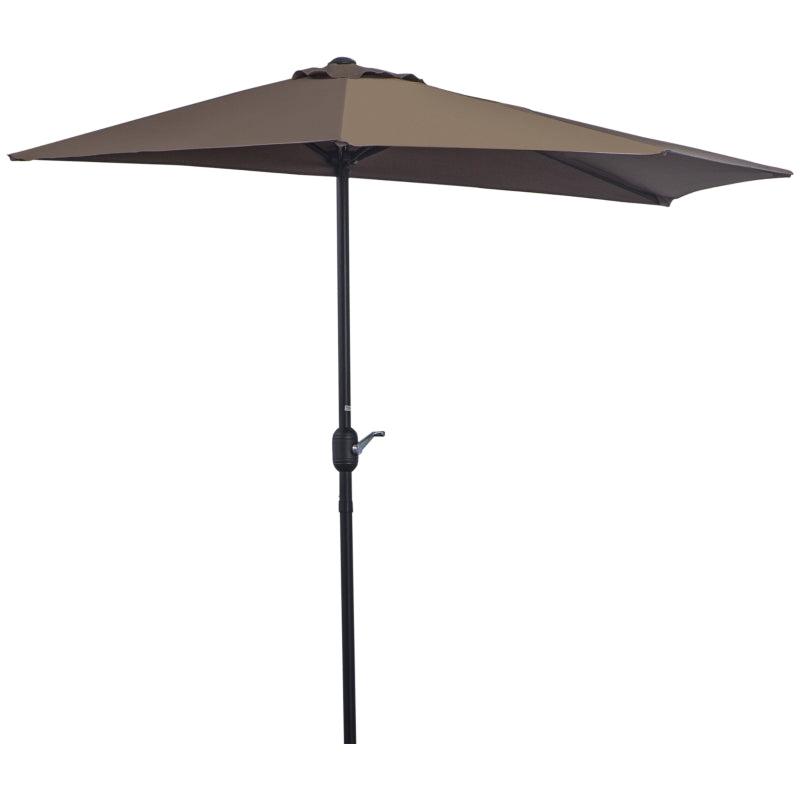 Brown 2.7m Half Balcony Parasol with 5 Steel Ribs
