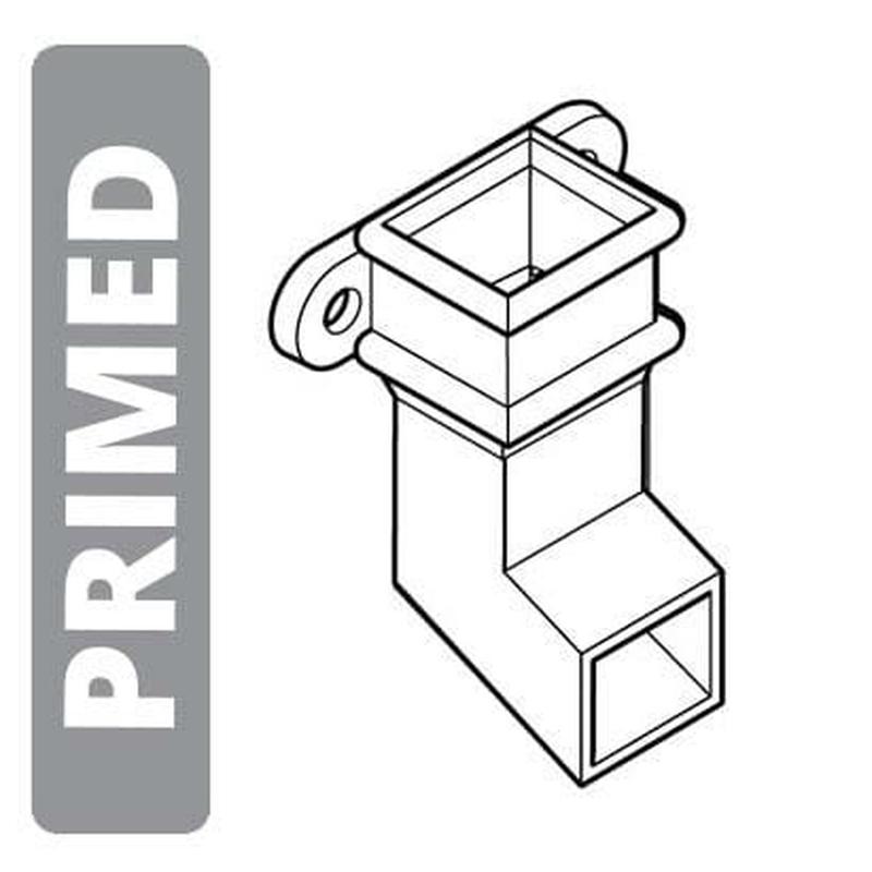 Cast Iron 100 x 75mm (4"x3") Square Downpipe Shoe - Front with Ears - Primed