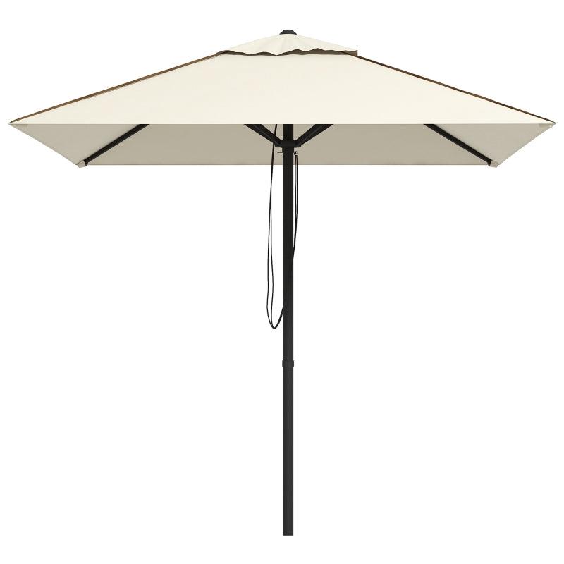 Square Beige/Brown Canopy Parasol with Contrast Piping - 215cm