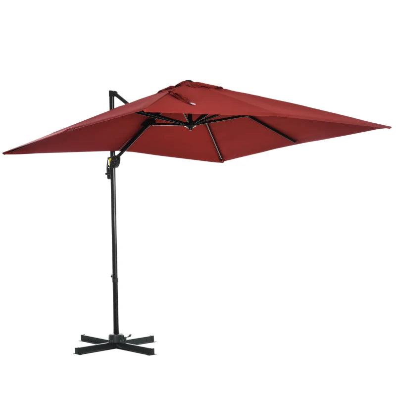 Wine Red 2.5x2.5m Offset Patio Umbrella with 360 Rotation