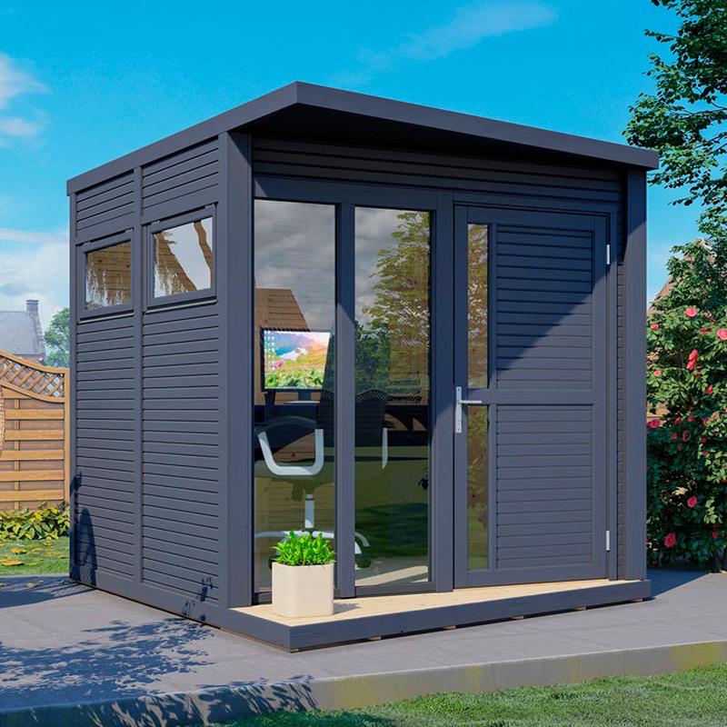Anthracite Garden Office With Windows & Lockable Door