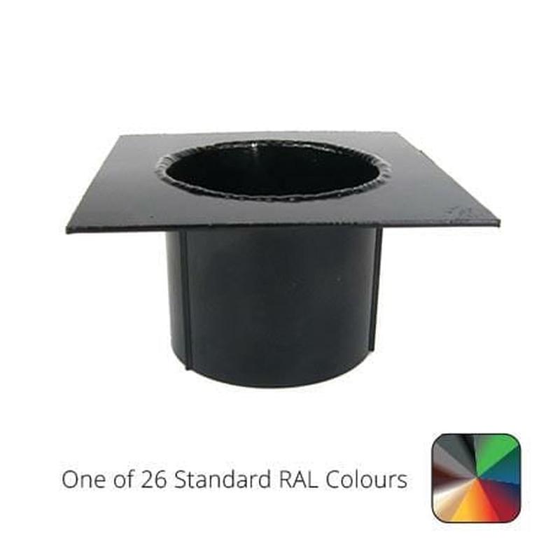 125x100mm Aluminium Box Gutter 75mm Spigot Patch Outlet - One of 26 Standard Matt RAL colours TBC