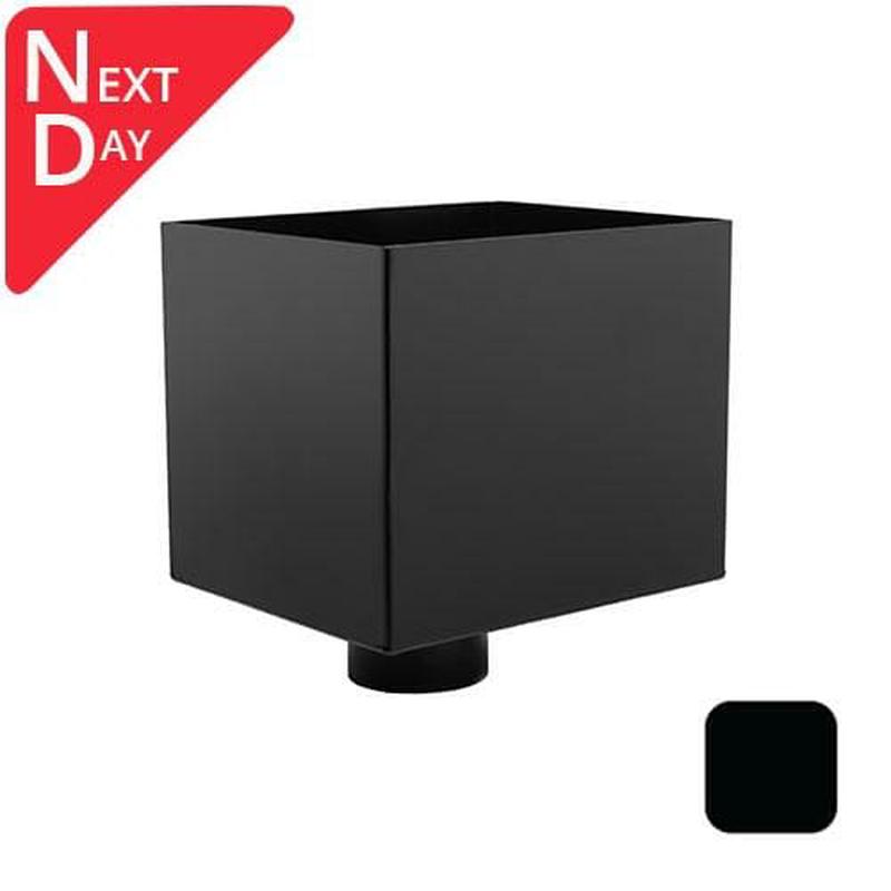 228mm Aluminium Juno Hopper Head with 63mm (2.5") Round Outlet - RAL 9005m Matt Black