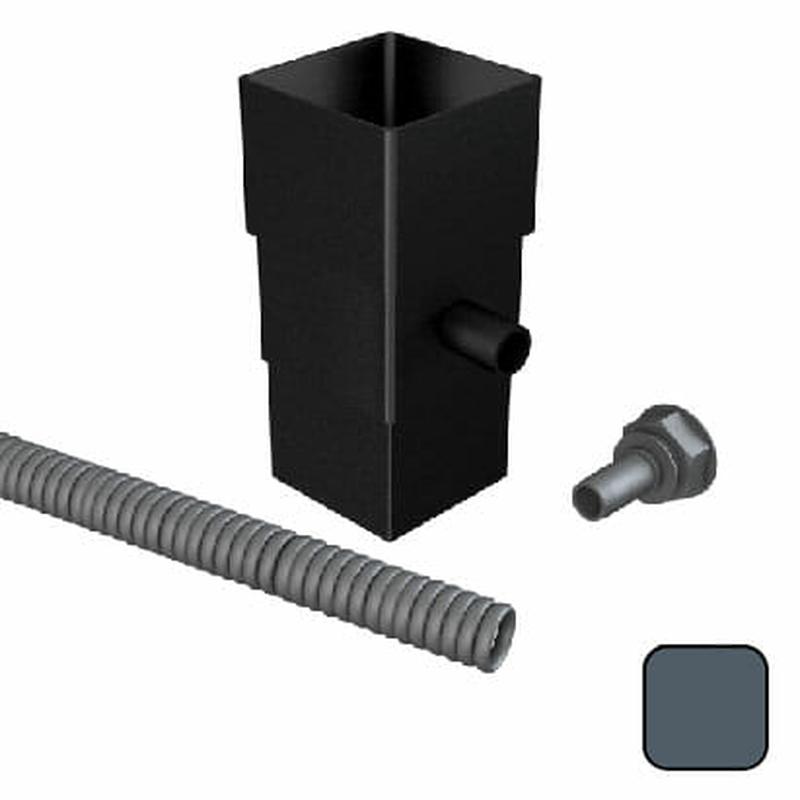 76mm Swaged Aluminium Square Downpipe WATER BUTT Diverter PPC  - 7016M Anthracite Grey