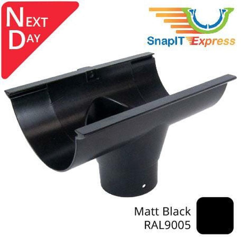 125mm (5") SnapIT Express Aluminium Half Round 76mm Outlet - RAL 9005M Matt Black