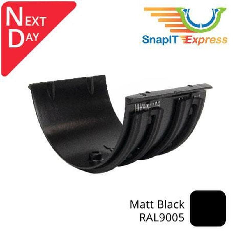 125mm (5") SnapIT Express Aluminium Half Round Gutter Union - RAL 9005M Matt Black