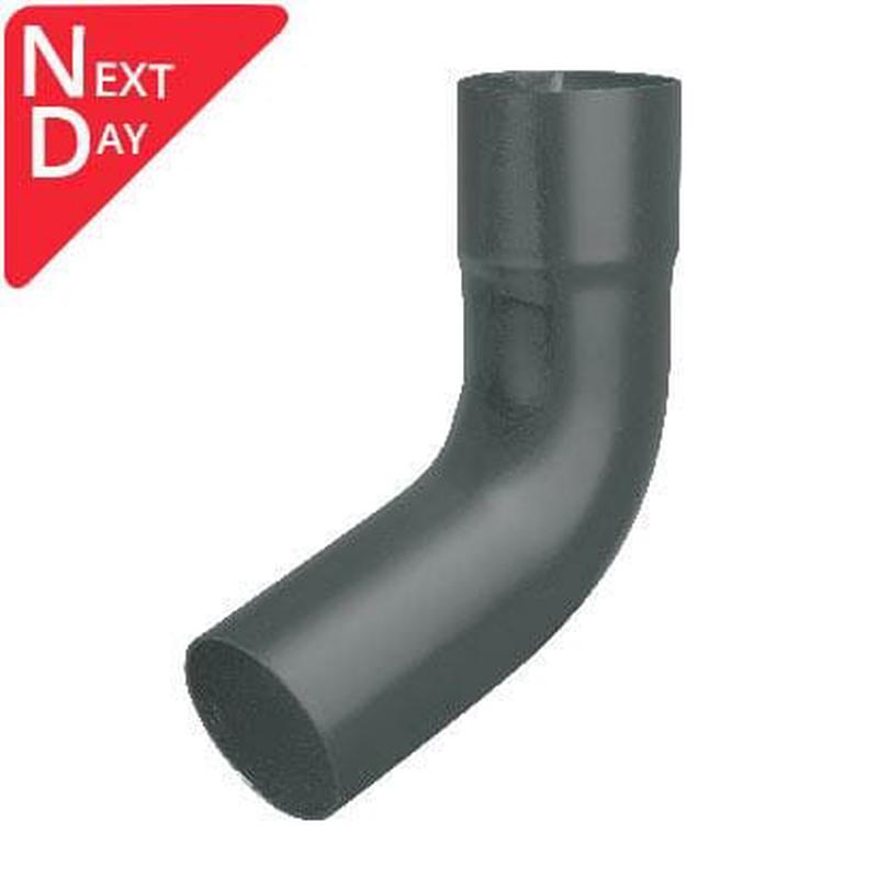 76mm (3") Swaged Aluminium Downpipe 112 Degree Bend without Ears - RAL 7016m Anthracite Grey