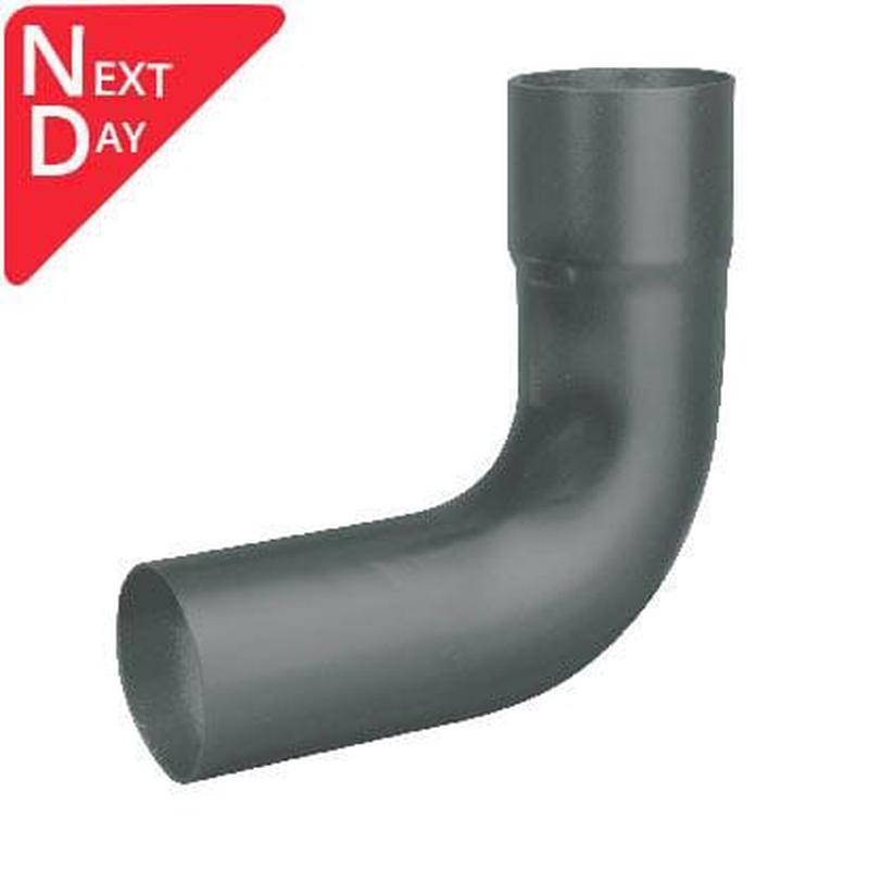 76mm (3") Swaged Aluminium Downpipe 90 Degree Bend without Ears - RAL 7016m Anthracite Grey