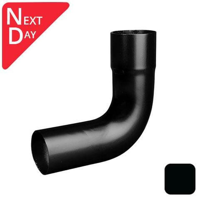 76mm (3") Swaged Aluminium Downpipe 90 Degree Bend without Ears - RAL 9005m Matt Black