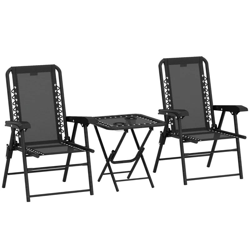 Black Three-Piece Garden Table and Chair Set