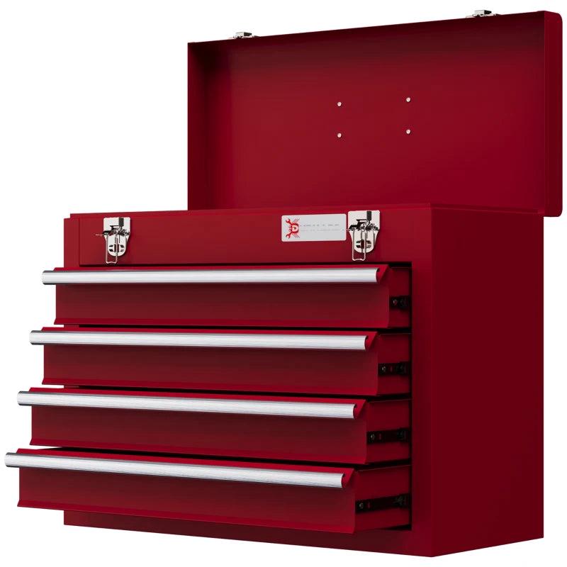 Red Lockable Metal Tool Chest with 4 Drawers