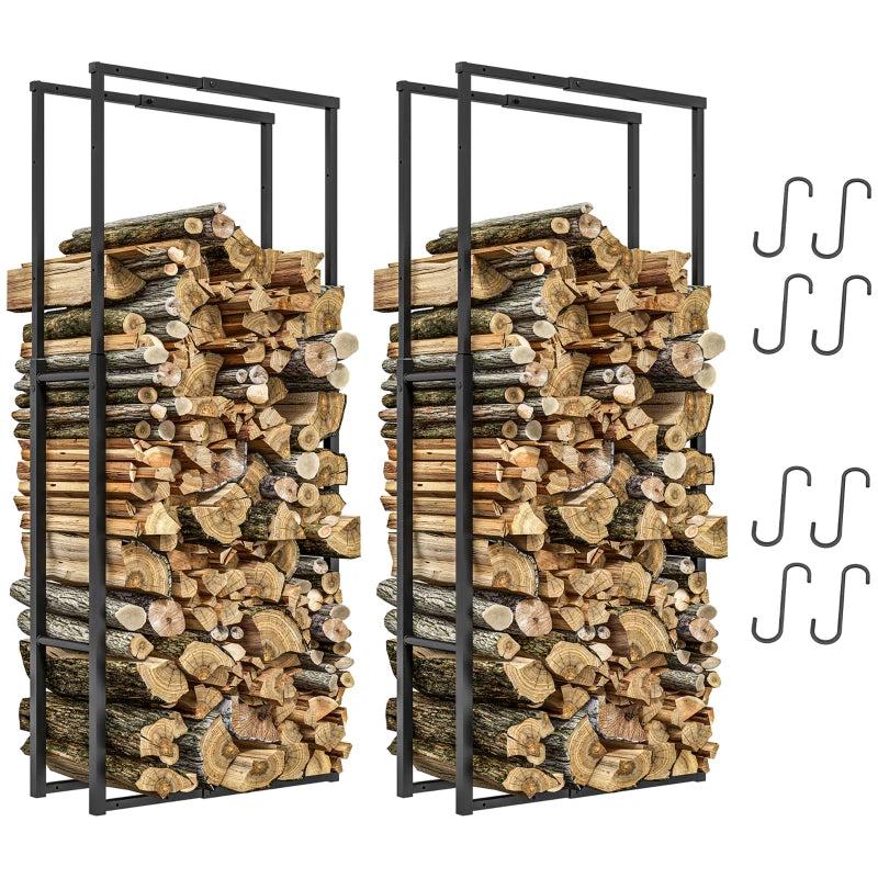 Retractable Metal Firewood Log Rack Set of 2