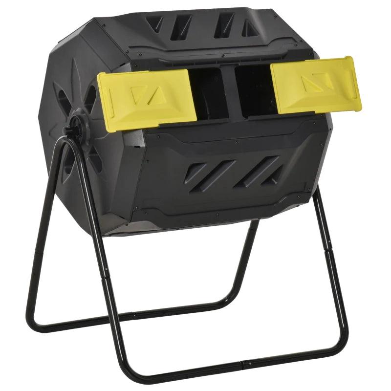 Yellow Dual Chamber 160L Rotating Compost Bin for Garden