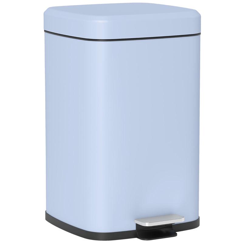 20L Modern Boxy Metal Kitchen Bin - Stylish Light Blue Trash Can for Home Organization and Waste Management