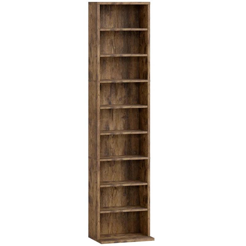 260 Narrow CD Storage Unit - Rustic Brown - Stylish & Space-Saving Organizer for CDs, DVDs, and Media