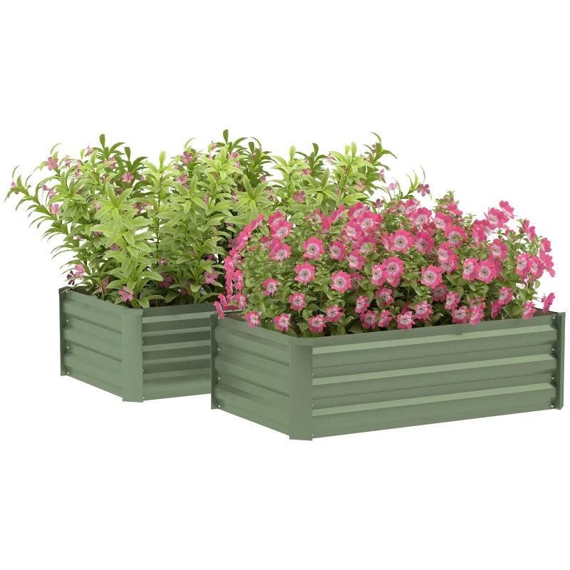 60 x 100cm Galvanised Steel Planters - Set of Two