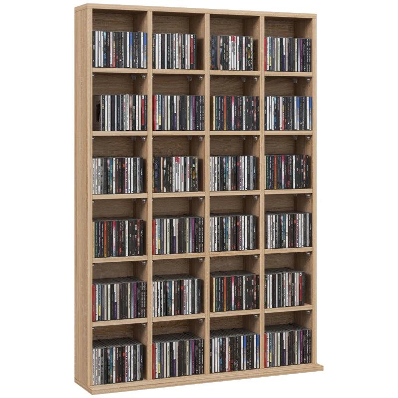 Adjustable CD Storage Unit with Nature Wood Finish - 89 x 130.5 cm, Perfect for Organizing Your Music Collection