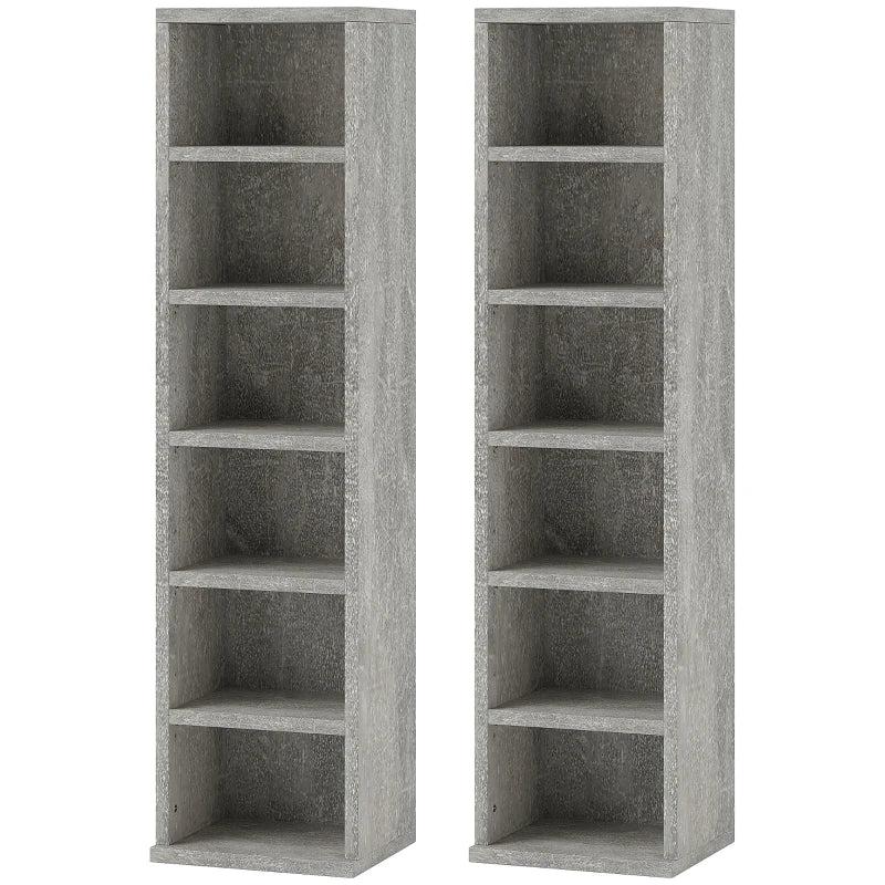 Set of 2 Cement Grey CD Storage Units - Stylish and Durable Media Organizers for Home or Office