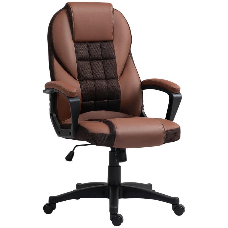 Stylish Brown Faux Leather Office Chair - Ergonomic Design, Adjustable Height, Modern Comfort for Home & Office Use